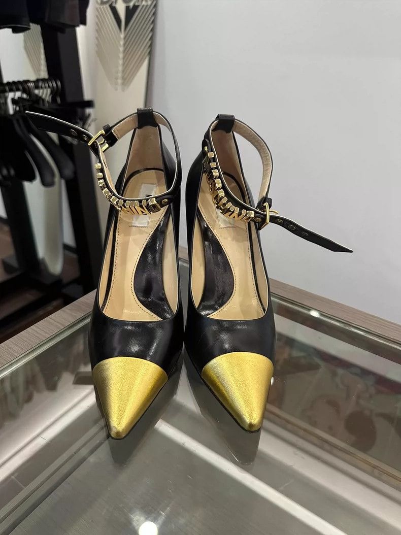 Moschino Moschino Black High Heels with Gold Accent Size US 8 / IT 38 - 2 Thumbnail