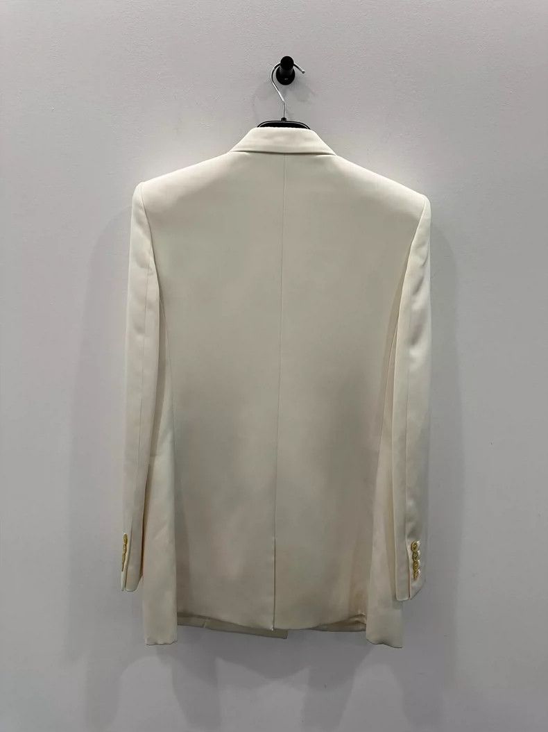 Yves Saint Laurent YSL White Silk Satin Women's Blazer Size M / US 6-8 / IT 42-44 - 2 Thumbnail