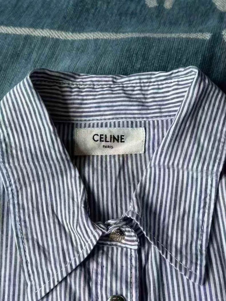 Celine Celine Short Sleeve Striped Crop Shirt Size L / US 10 / IT 46 - 2 Thumbnail
