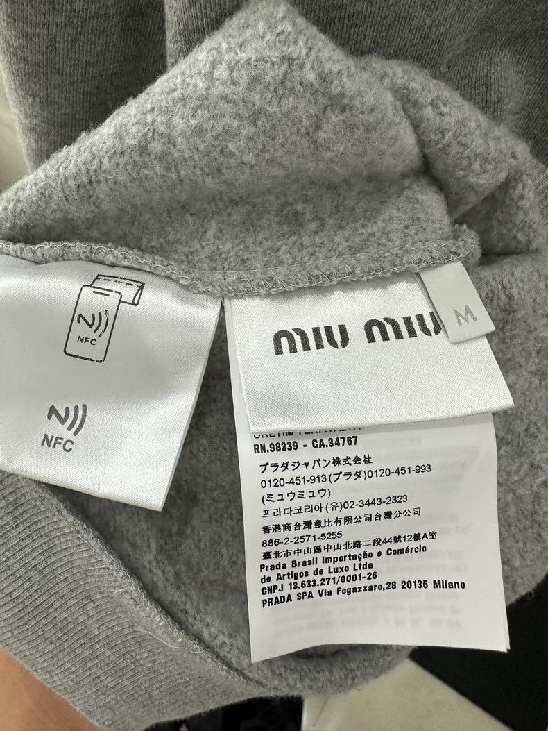 Miu Miu MiuMiu Gray Cropped Polo Sweatshirt with Rhinestones Size M / US 6-8 / IT 42-44 - 4 Thumbnail