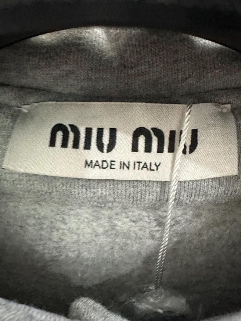 Miu Miu MiuMiu Gray Cropped Polo Sweatshirt with Rhinestones Size M / US 6-8 / IT 42-44 - 3 Thumbnail