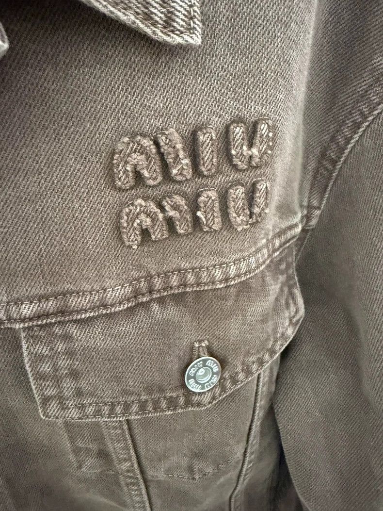 Miu Miu MiuMiu Brown Denim Jacket with Logo Size S / US 4 / IT 40 - 2 Thumbnail