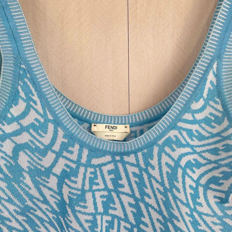 Fendi Fendi Blue Printed Tank Dress Size 38 Size S / US 4 / IT 40 - 4 Thumbnail