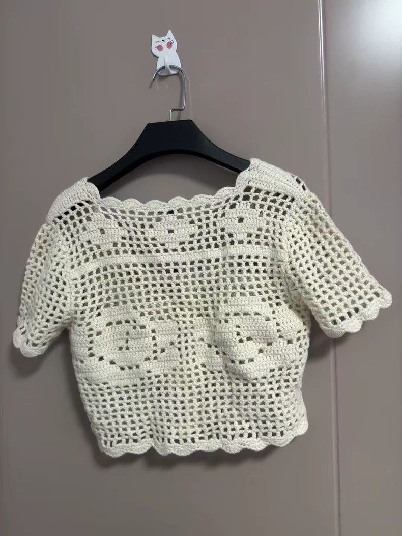 Miu Miu Miu Miu Crochet Short Sleeve Top Size M / US 6-8 / IT 42-44 - 2 Thumbnail
