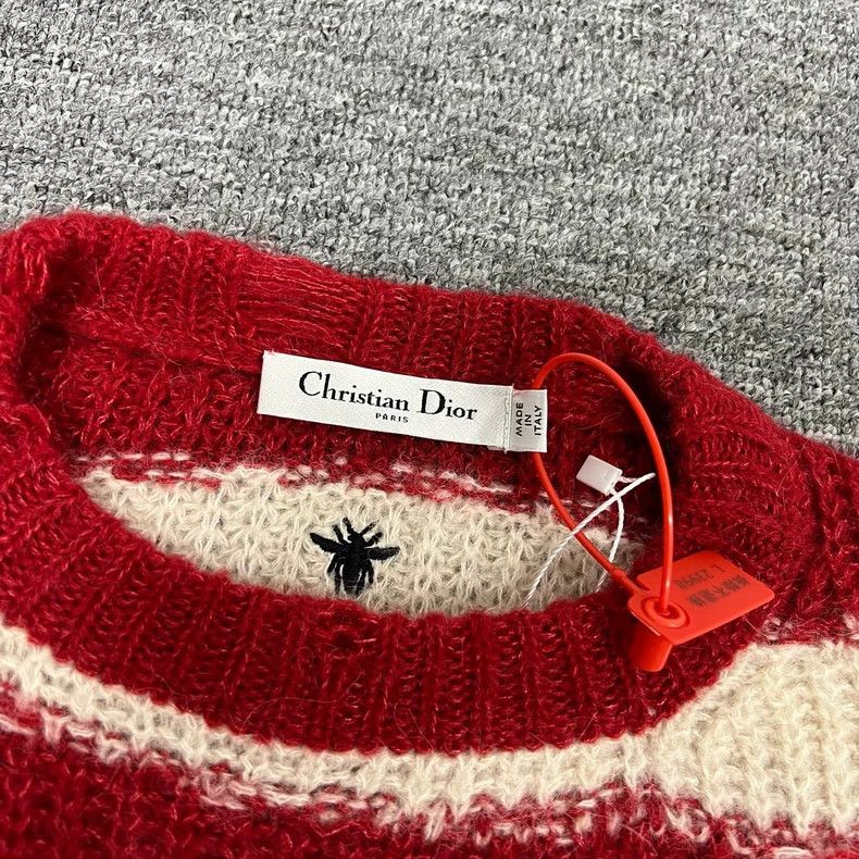 Dior Red and White Striped Embroidered Sweater Size L / US 10 / IT 46 - 7 Thumbnail