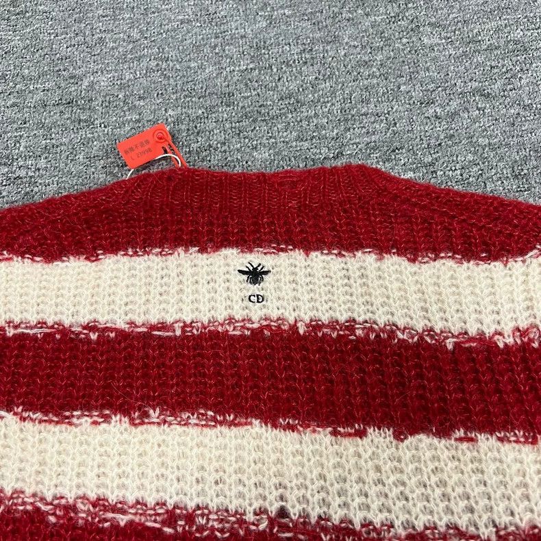Dior Red and White Striped Embroidered Sweater Size L / US 10 / IT 46 - 5 Thumbnail