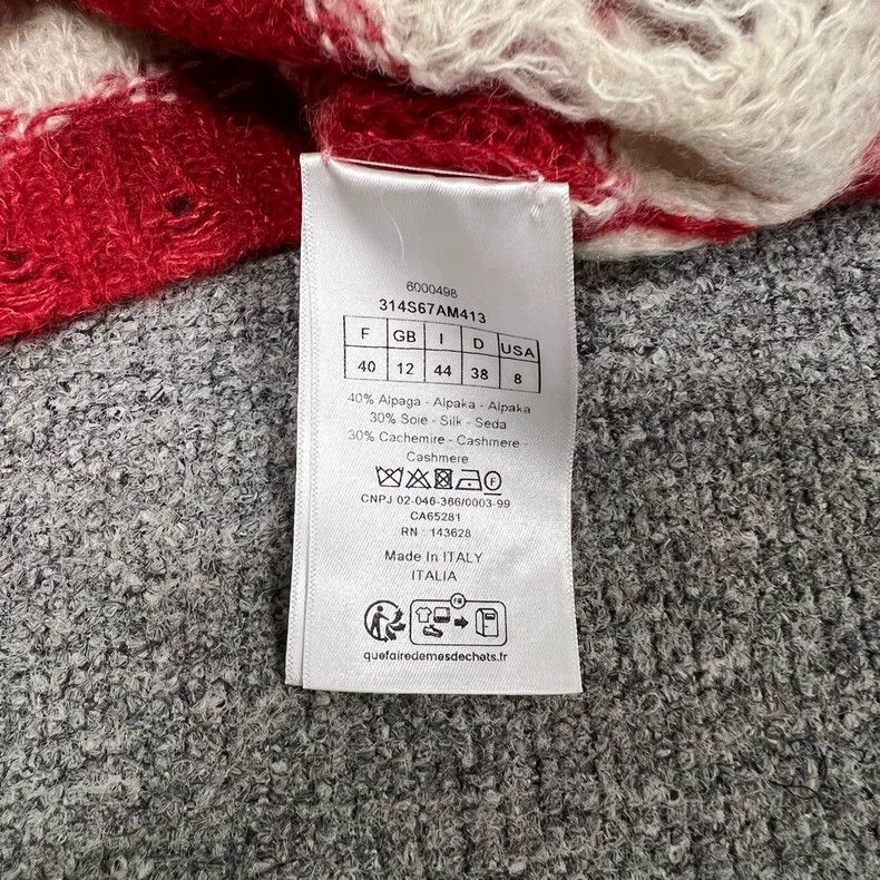 Dior Red and White Striped Embroidered Sweater Size L / US 10 / IT 46 - 8 Thumbnail
