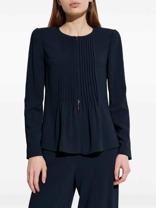 ジャケット EMPORIO ARMANI Woman Jacket Blue EW000850AF12514 UB115 Jacket in pleated fluid armure fabric | Emporio Armani