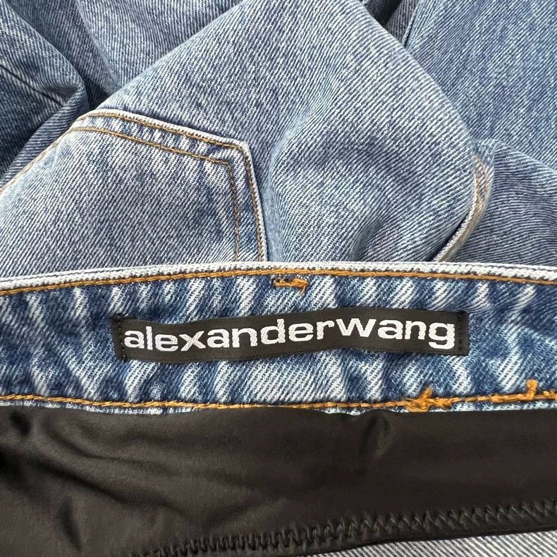 Alexander Wang Asymmetrical Bikini Denim Jeans with Rhinestone Logo Size 27" / US 4 / IT 40 - 6 Thumbnail