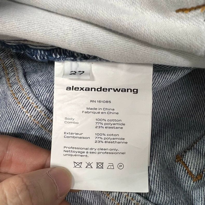 Alexander Wang Asymmetrical Bikini Denim Jeans with Rhinestone Logo Size 27" / US 4 / IT 40 - 7 Thumbnail