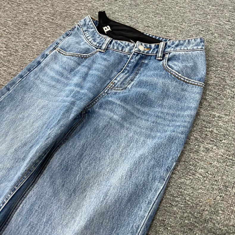 Alexander Wang Asymmetrical Bikini Denim Jeans with Rhinestone Logo Size 27" / US 4 / IT 40 - 4 Thumbnail