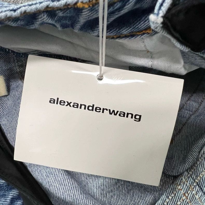 Alexander Wang Asymmetrical Bikini Denim Jeans with Rhinestone Logo Size 27" / US 4 / IT 40 - 3 Thumbnail