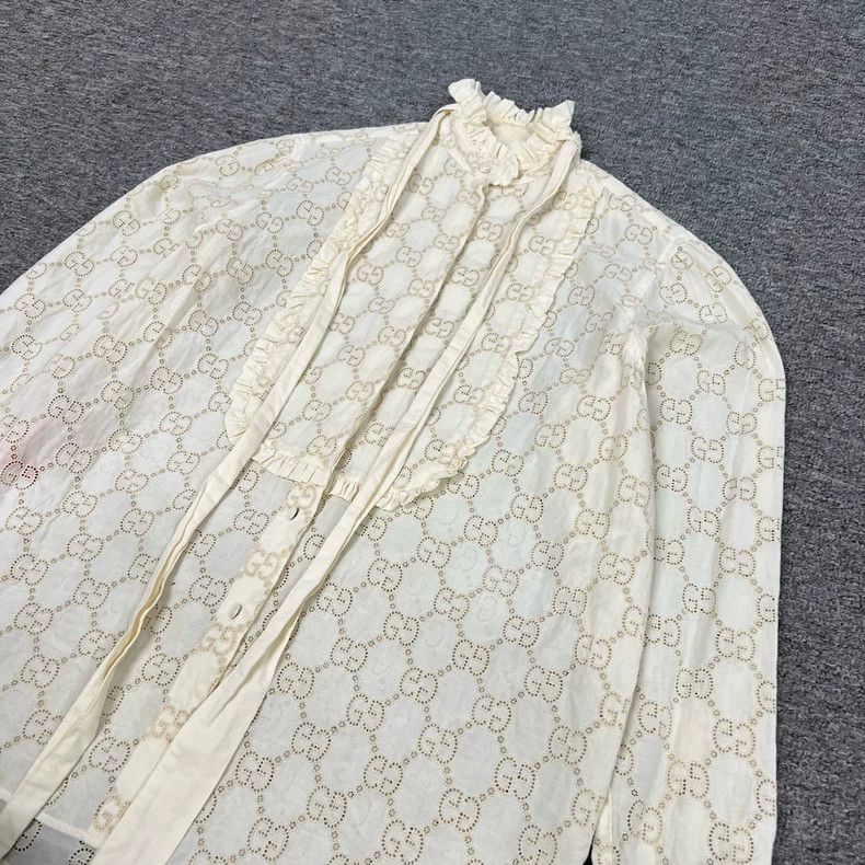 Gucci Gucci Sheer Long Sleeve Logo Blouse Size M / US 6-8 / IT 42-44 - 3 Thumbnail
