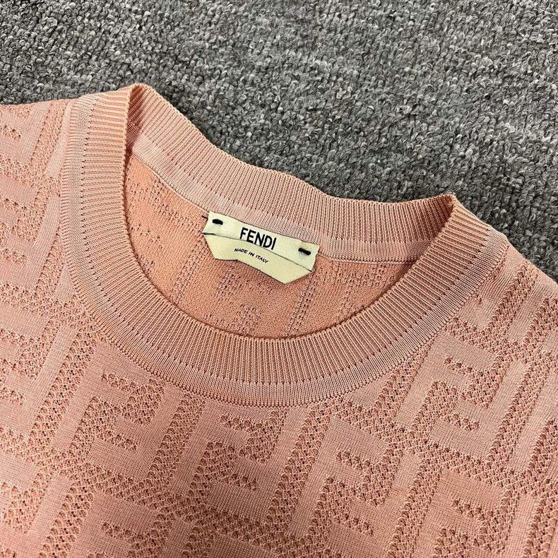 Fendi Fendi Pink Knit Long Dress with FF Pattern Size M / US 6-8 / IT 42-44 - 3 Thumbnail