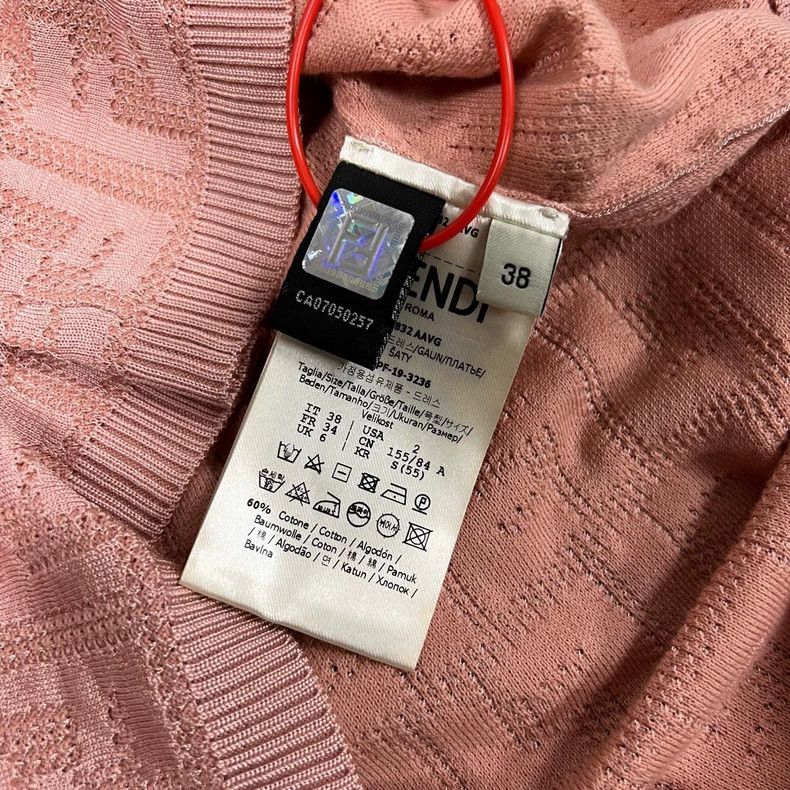 Fendi Fendi Pink Knit Long Dress with FF Pattern Size M / US 6-8 / IT 42-44 - 4 Thumbnail
