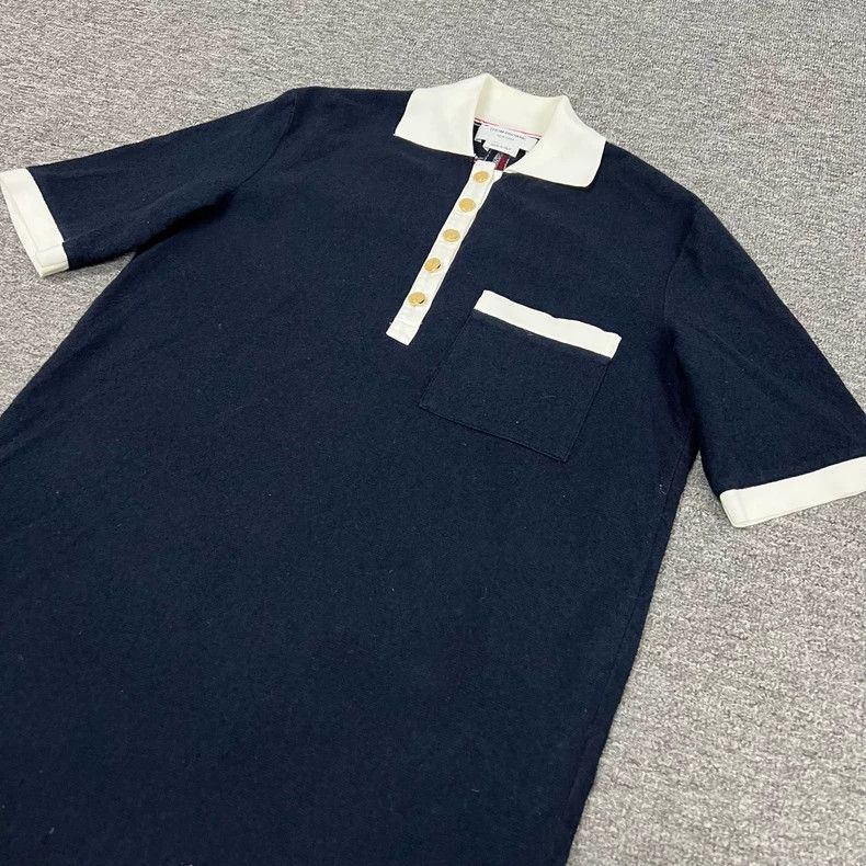 Thom Browne Thom Browne Navy Stripe Dress with Gold Buttons Size M / US 6-8 / IT 42-44 - 3 Thumbnail