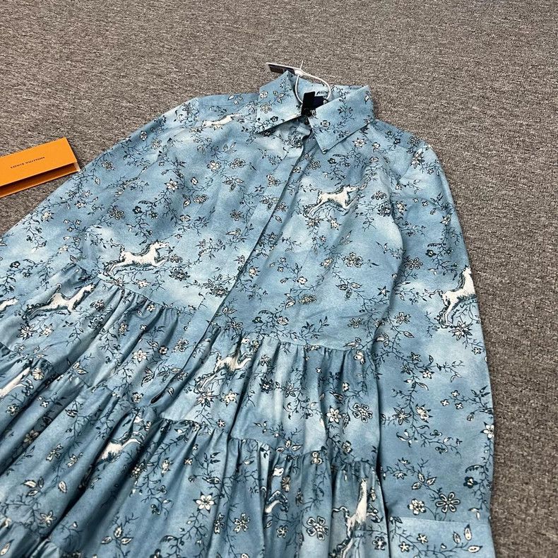 Louis Vuitton Louis Vuitton Blue Floral Dress Size 38 Size M / US 6-8 / IT 42-44 - 3 Thumbnail