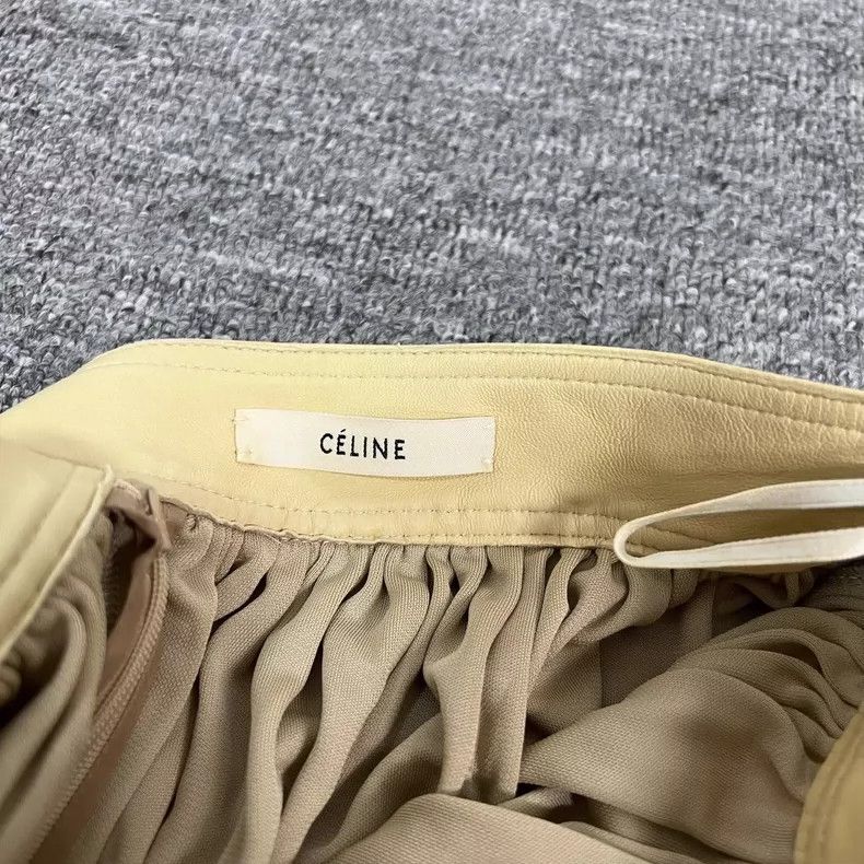 Celine Celine Pleated Faux Leather Midi Skirt Size 36" / US 14 / IT 50 - 6 Thumbnail