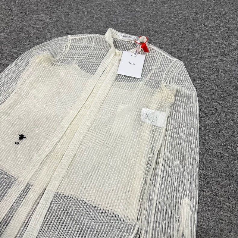 Dior Dior Embroidered Mesh Shirt with Bee Design Size S / US 4 / IT 40 - 3 Thumbnail