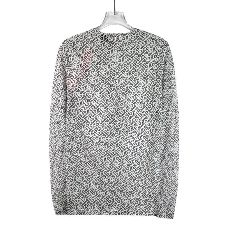 Burberry Burberry Gray and White Long Sleeve T-Shirt Size S / US 4 / IT 40 - 2 Thumbnail
