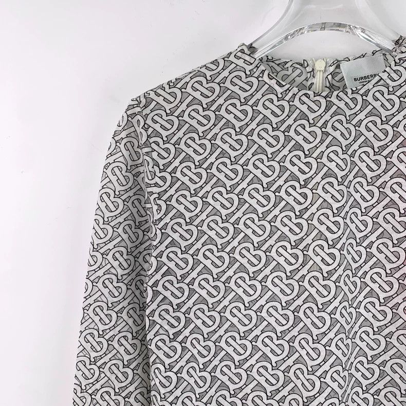 Burberry Burberry Gray and White Long Sleeve T-Shirt Size S / US 4 / IT 40 - 3 Thumbnail