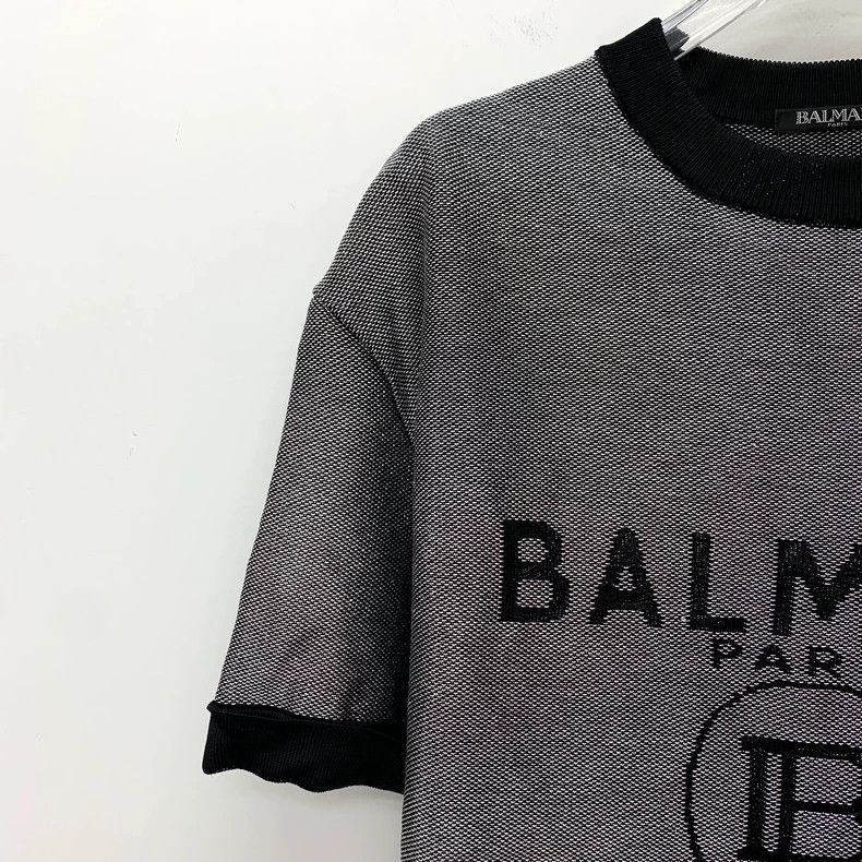 Balmain Balmain Gray Logo Short Sleeve T-Shirt Size M / US 6-8 / IT 42-44 - 3 Thumbnail