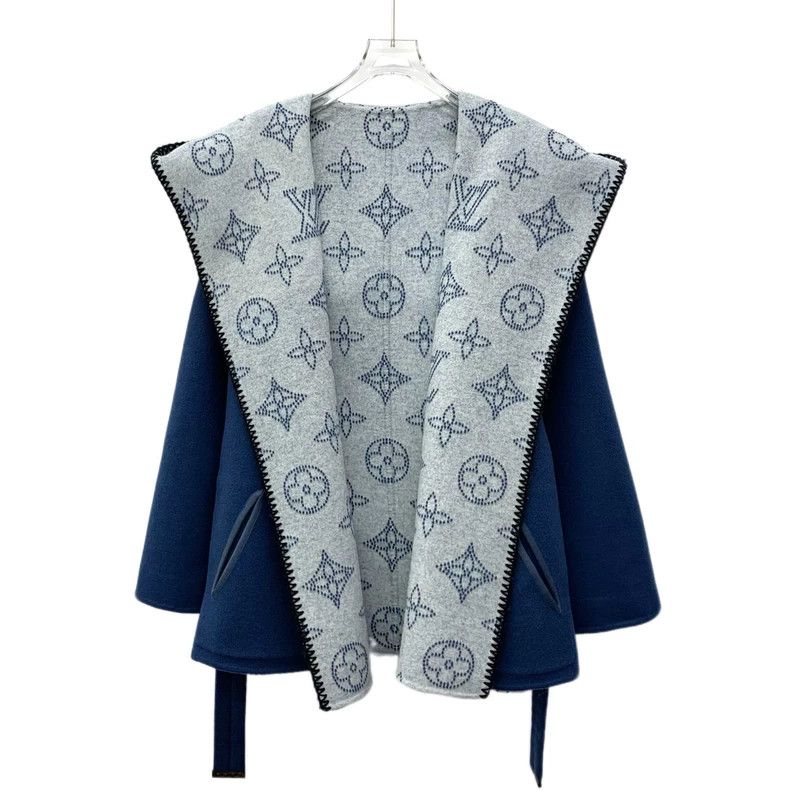 Louis Vuitton Louis Vuitton Blue Logo Wool Hooded Coat Size XS / US 0-2 / IT 36-38 - 3 Thumbnail