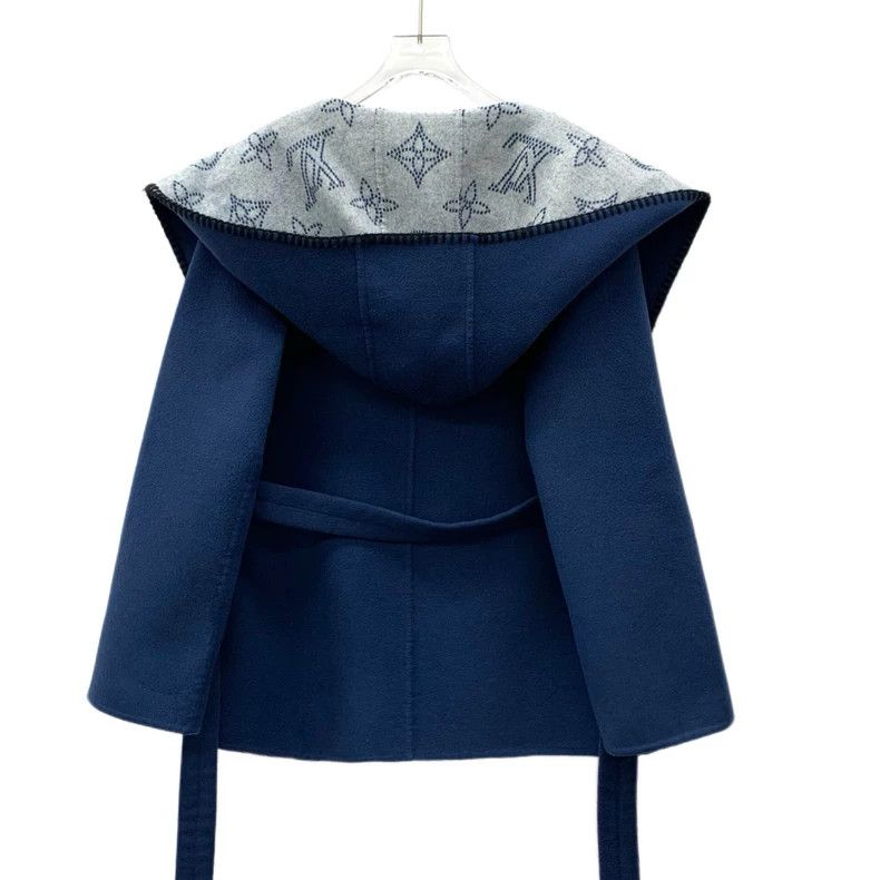 Louis Vuitton Louis Vuitton Blue Logo Wool Hooded Coat Size XS / US 0-2 / IT 36-38 - 4 Thumbnail