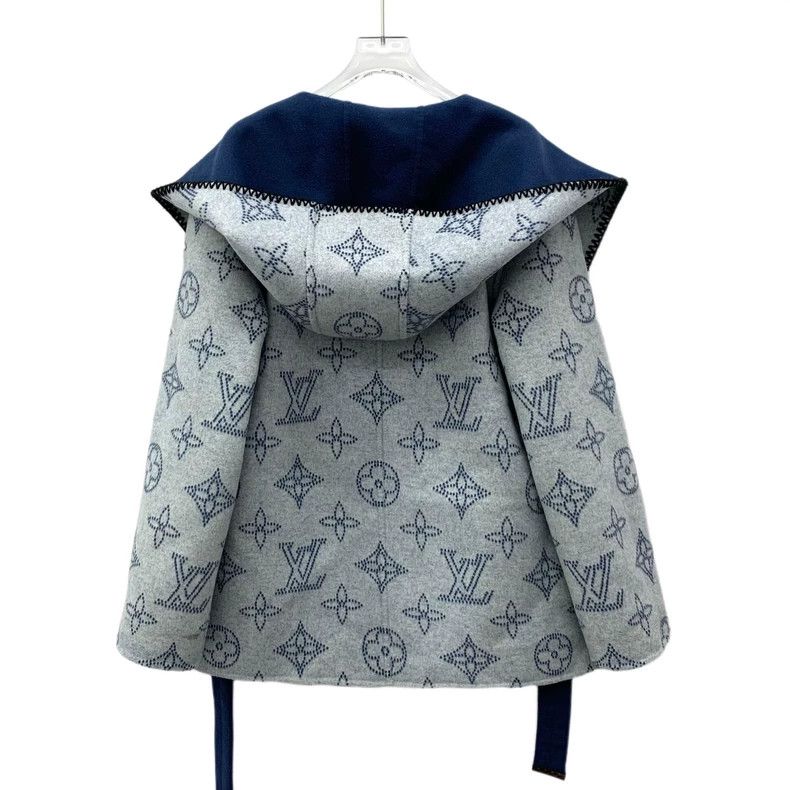 Louis Vuitton Louis Vuitton Blue Logo Wool Hooded Coat Size XS / US 0-2 / IT 36-38 - 2 Thumbnail