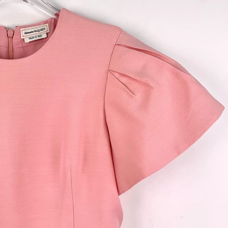 Alexander McQueen Pink Bubble Sleeve Wool Dress M Size Size M / US 6-8 / IT 42-44 - 3 Thumbnail