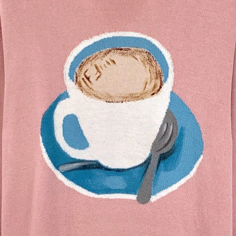 Fendi Fendi Pink Coffee Embroidery Long Sleeve Knit Top Size L / US 10 / IT 46 - 4 Thumbnail
