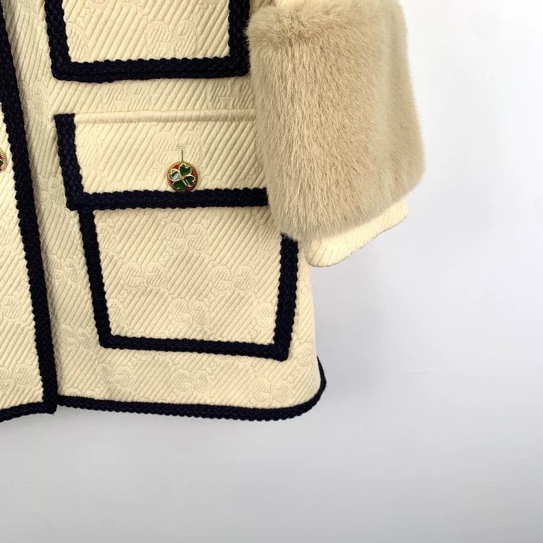 Gucci Gucci Beige Logo Pattern Wool Long Coat Size L / US 10 / IT 46 - 4 Thumbnail