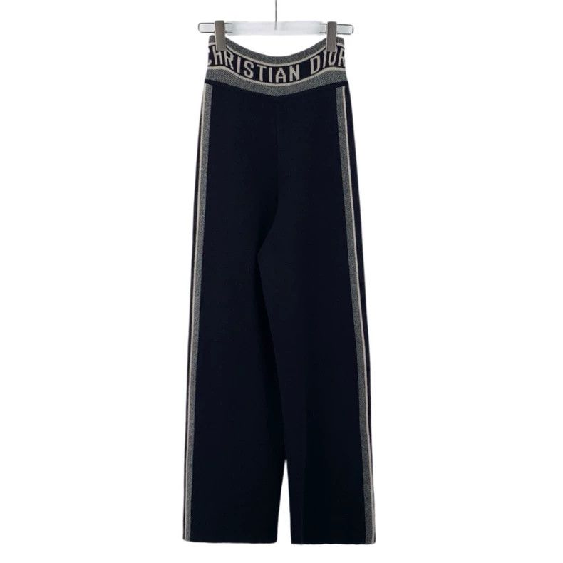 Dior Christian Dior Blue Striped Knit Casual Pants Size 34" / US 12 / IT 48 - 2 Thumbnail