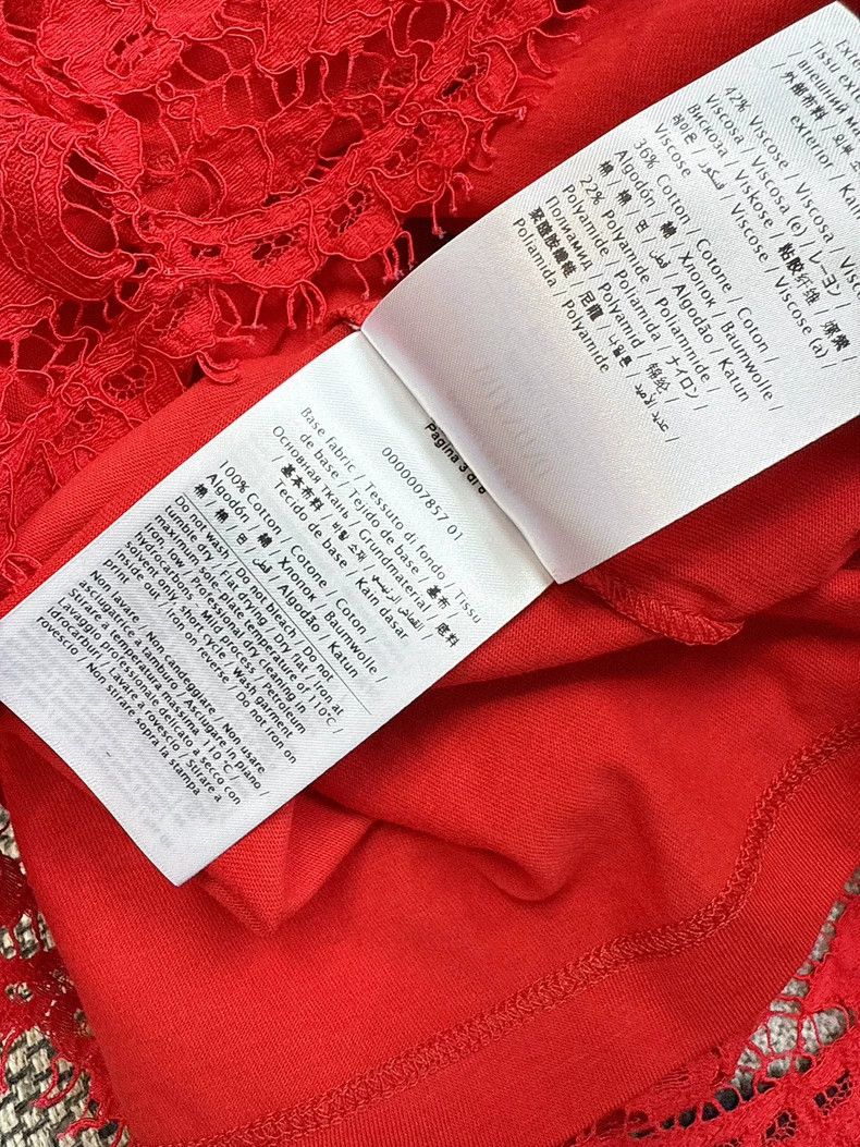 Valentino Valentino Red Lace Short Sleeve Top Size XXS / US 00 / IT 34 - 5 Thumbnail
