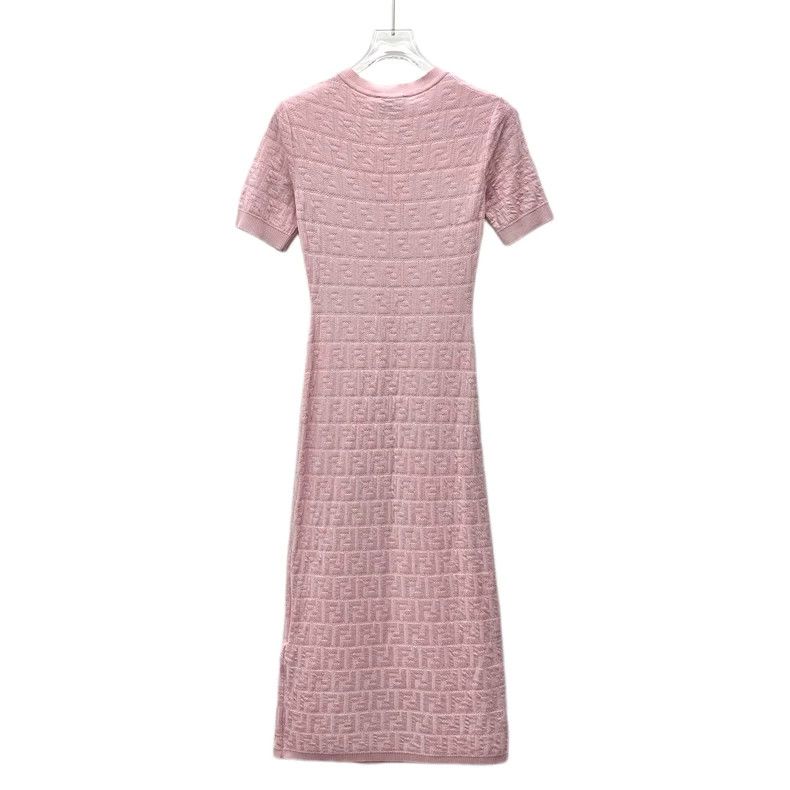 Fendi Fendi Pink Logo Short Sleeve Knit Dress Size M / US 6-8 / IT 42-44 - 2 Thumbnail