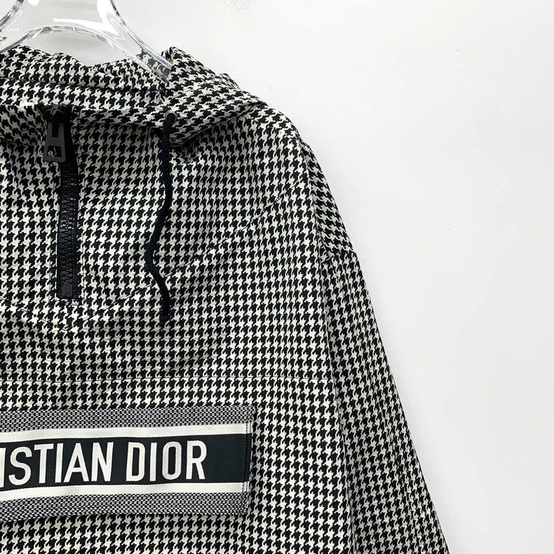 Christian Dior Hooded Houndstooth Jacket