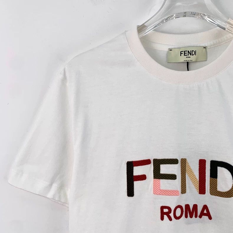 Fendi Fendi White Logo Cotton Short Sleeve T-Shirt Size S / US 4 / IT 40 - 3 Thumbnail