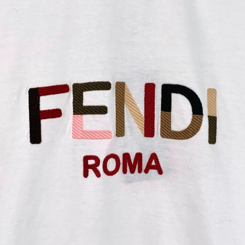 Fendi Fendi White Logo Cotton Short Sleeve T-Shirt Size S / US 4 / IT 40 - 4 Thumbnail
