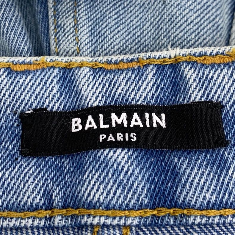 Balmain Balmain Blue Distressed Cotton Denim Jacket Size XS / US 0-2 / IT 36-38 - 6 Thumbnail