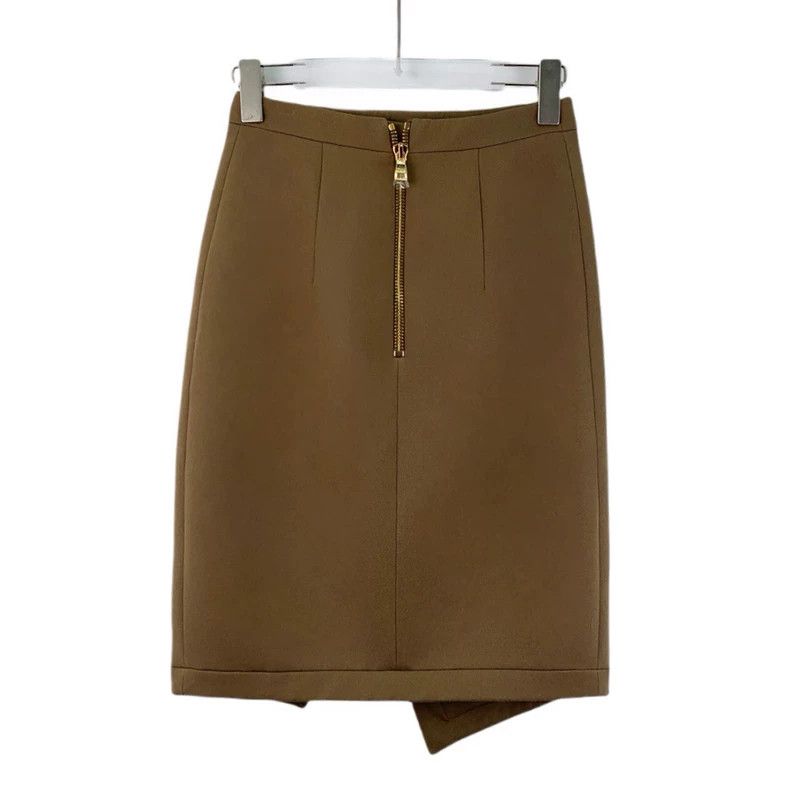 Balmain Balmain Brown Button Detail Wool Skirt Size 36" / US 14 / IT 50 - 2 Thumbnail