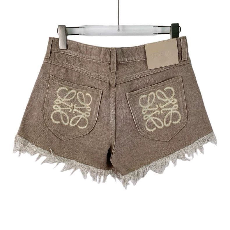 Loewe Loewe Oatmeal Cotton Fringed Denim Shorts Size 36" / US 14 / IT 50 - 2 Thumbnail