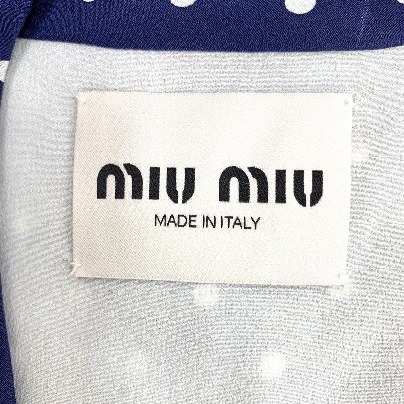 Miu Miu MiuMiu Polka Dot Silk V-Neck Dress Size XS / US 0-2 / IT 36-38 - 6 Thumbnail