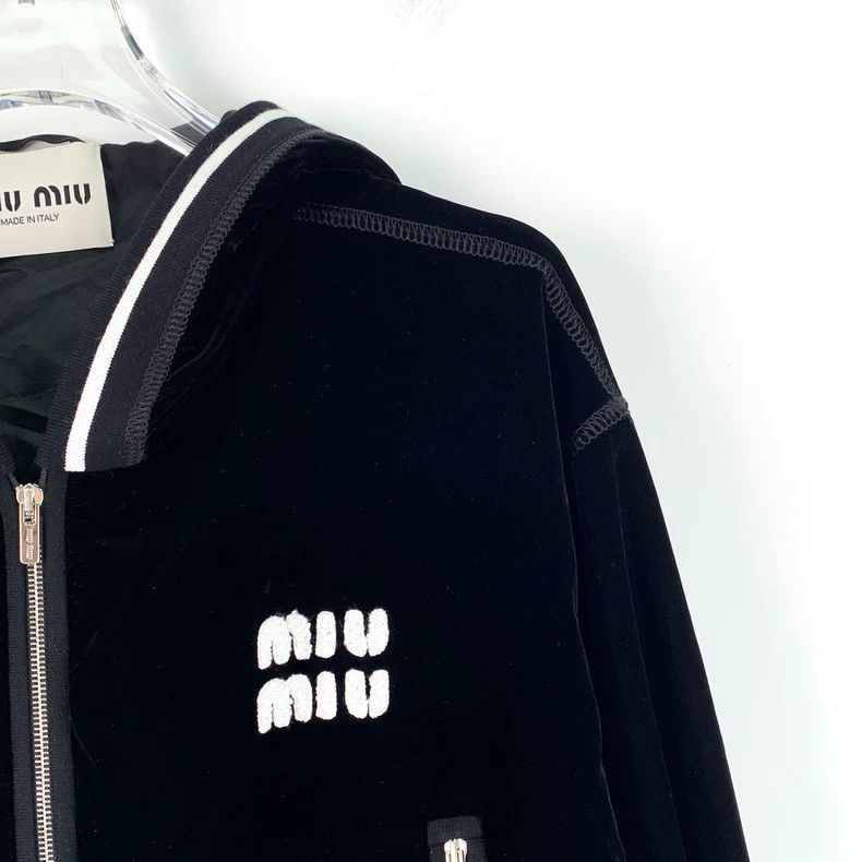 Miu Miu MiuMiu Black Logo Hooded Jacket Size M / US 6-8 / IT 42-44 - 3 Thumbnail