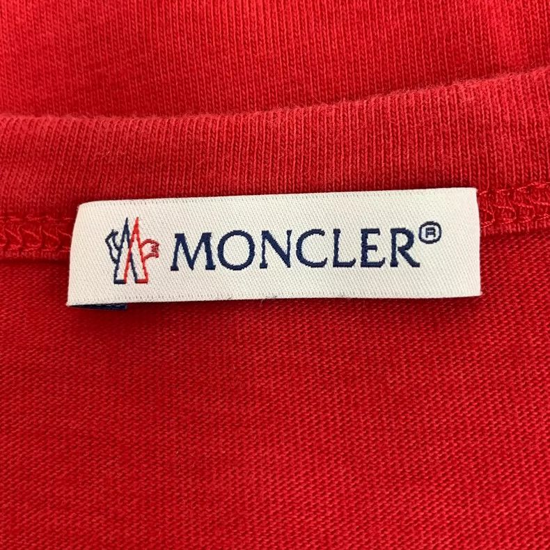 Moncler Moncler Red Logo Printed Cotton T-Shirt Size L / US 10 / IT 46 - 6 Thumbnail