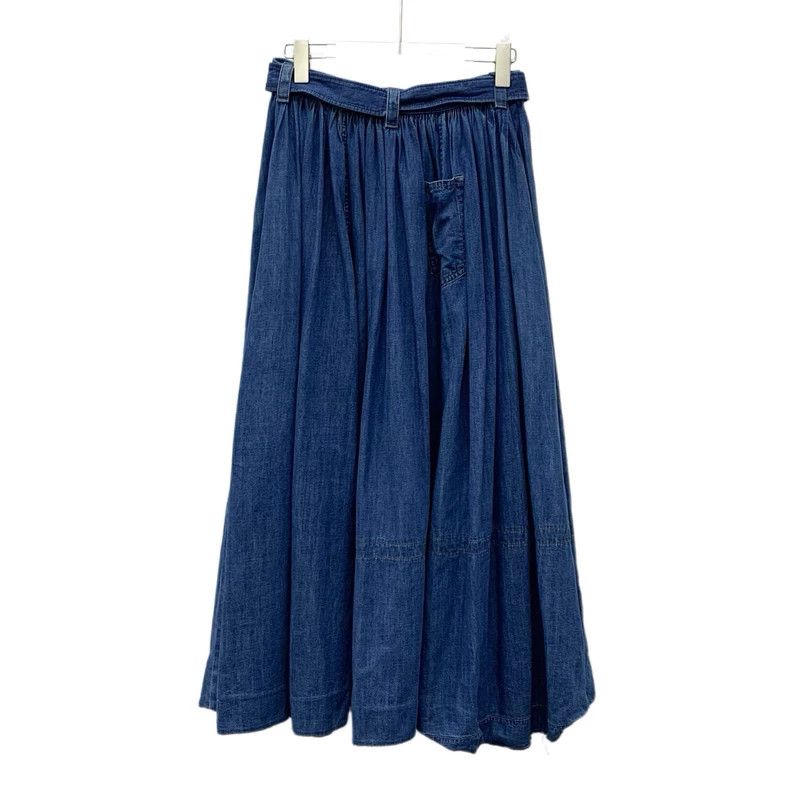 Prada Prada Blue Belted Pleated Denim Skirt Size 40" / US 18 - 2 Thumbnail