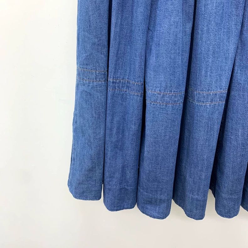 Prada Prada Blue Belted Pleated Denim Skirt Size 40" / US 18 - 4 Thumbnail