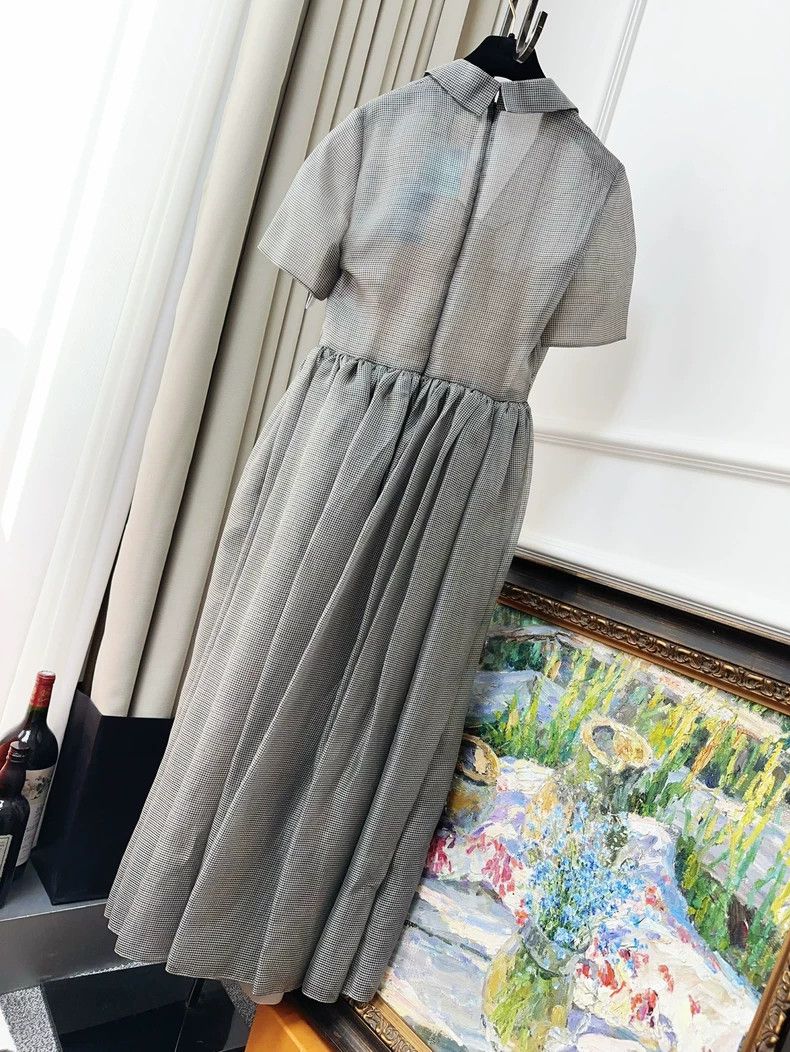 Dior Dior Gray V-Neck Short Sleeve Dress Size S / US 4 / IT 40 - 2 Thumbnail