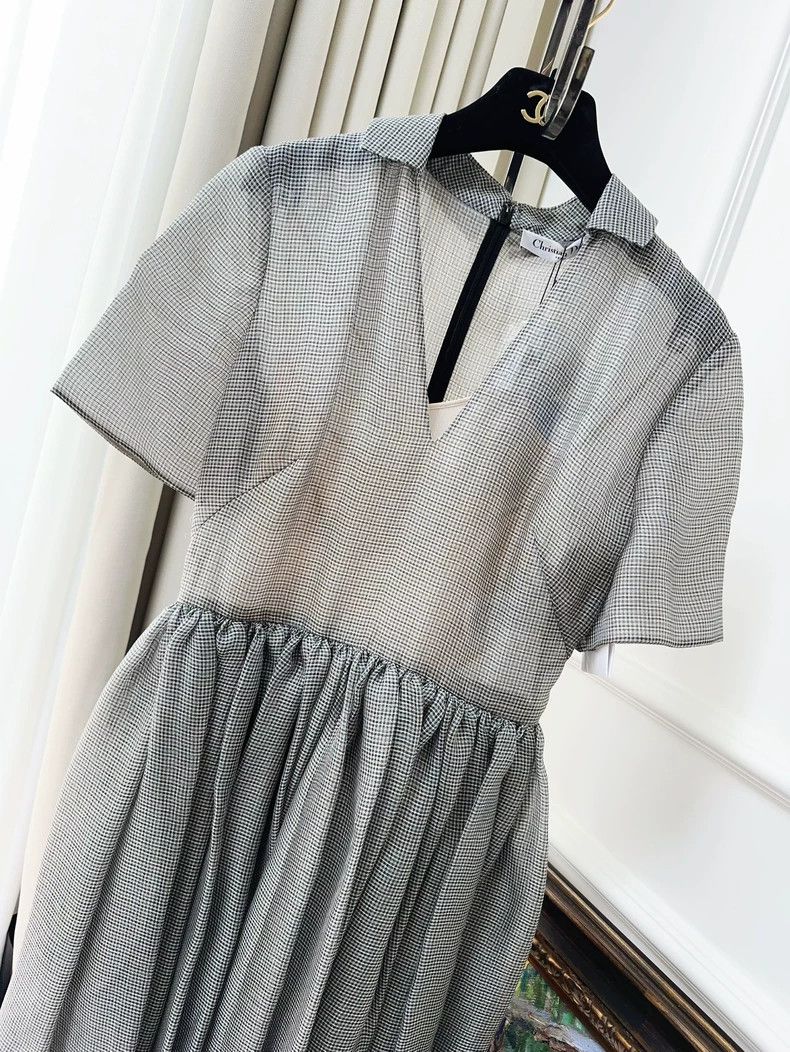Dior Dior Gray V-Neck Short Sleeve Dress Size S / US 4 / IT 40 - 7 Thumbnail