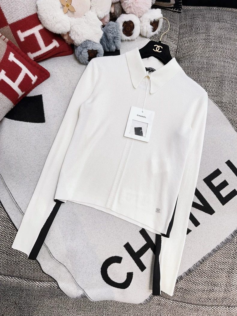 Chanel Chanel Coco Neige White Knit Top with Black Trim Size M / US 6-8 / IT 42-44 - 6 Thumbnail