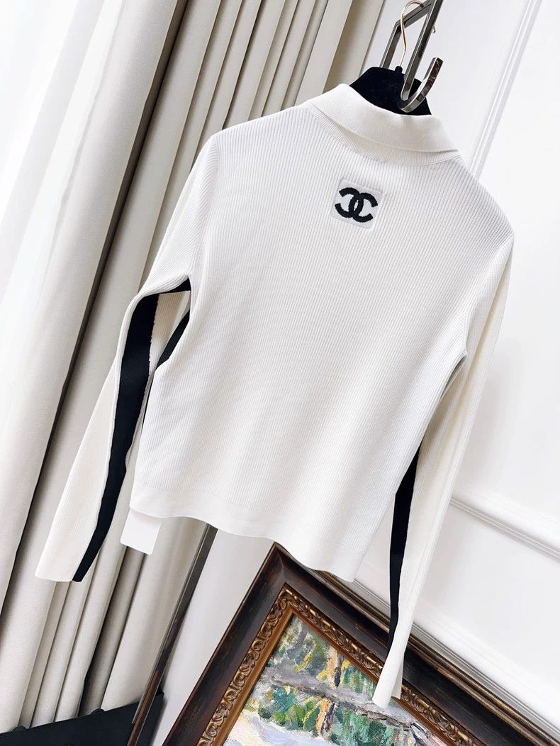 Chanel Chanel Coco Neige White Knit Top with Black Trim Size M / US 6-8 / IT 42-44 - 2 Thumbnail